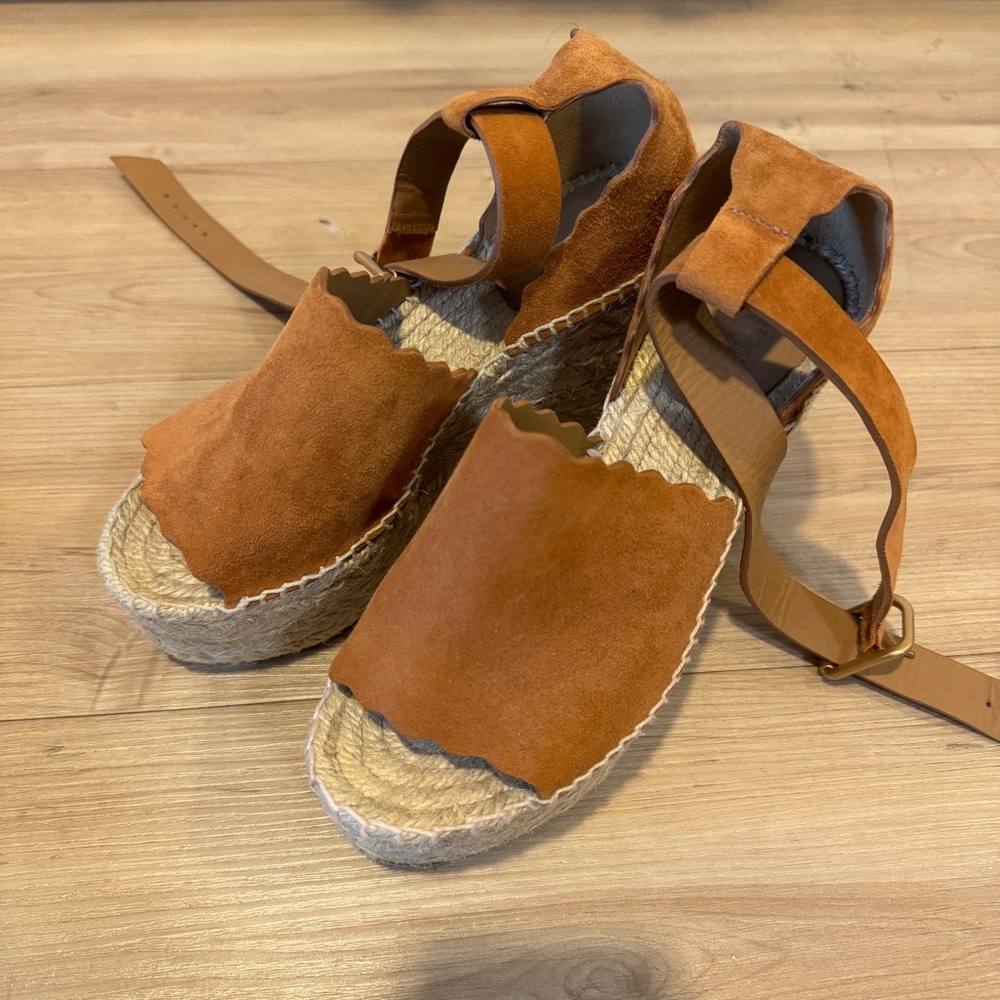 Chloe Espadrille Platform Sandals Size 6